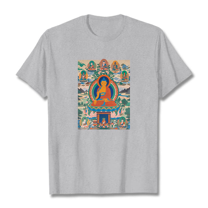 Buddha Stones薬師如来経典をアートに昇華させたTシャツ - ライトグレー - 2XL - image 18