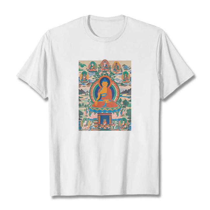 Buddha Stones薬師如来経典をアートに昇華させたTシャツ - 白 - 2XL - image 1