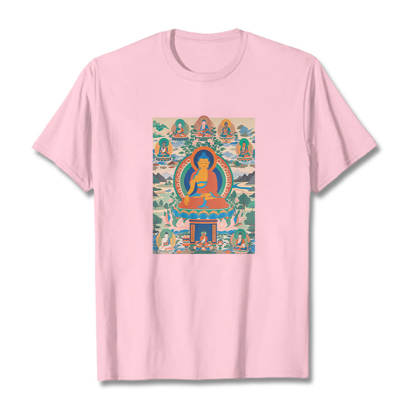 Buddha Stones薬師如来経典をアートに昇華させたTシャツ - ライトピンク - 2XL - image 13