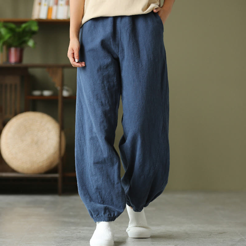 Buddha Stones無地ラミーリネンコットンパンツ ポケット付き - スティールブルー - US4、 UK/AU8、 EU36 (L) - image 42