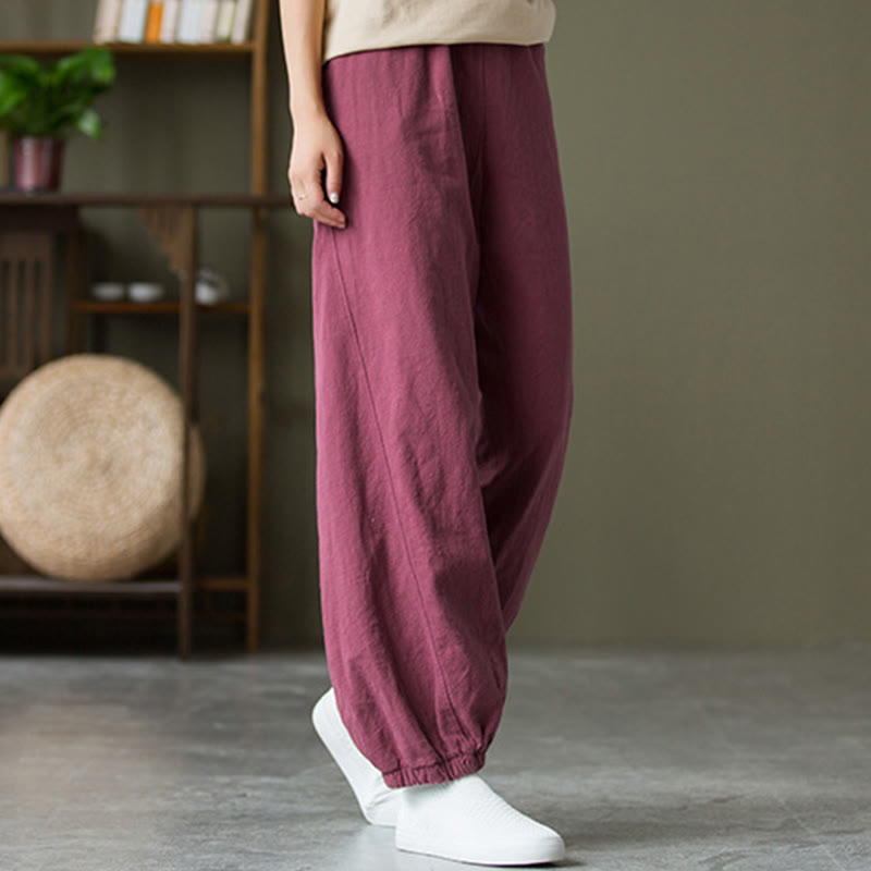 Buddha Stones無地ラミーリネンコットンパンツ ポケット付き - ペールバイオレットレッド - US6、 UK/AU10、 EU38 (L) - image 48