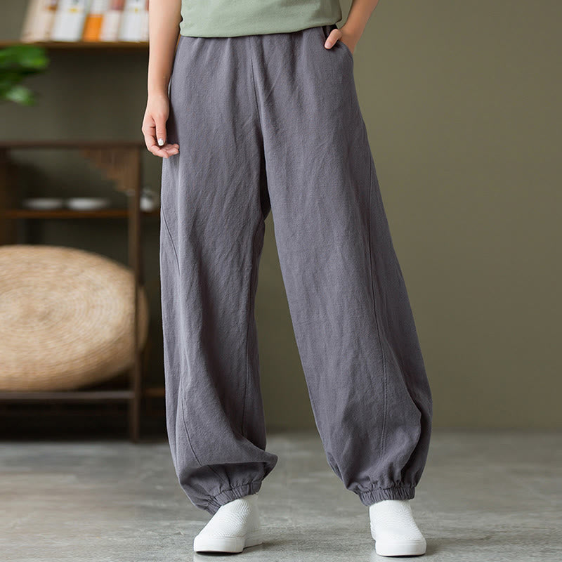 Buddha Stones無地ラミーリネンコットンパンツ ポケット付き - image 2