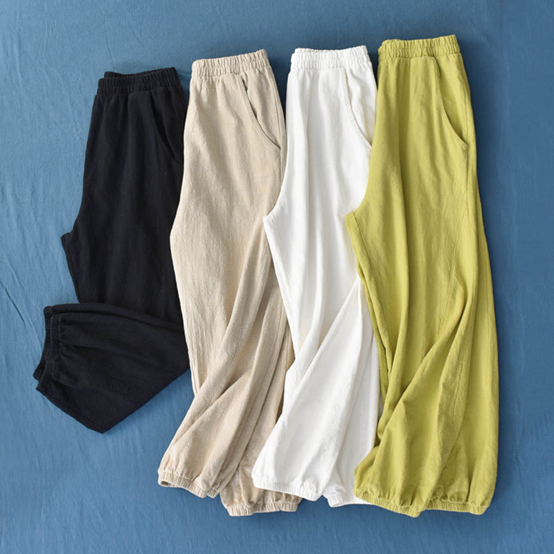Buddha Stones無地ラミーリネンコットンパンツ ポケット付き - image 1