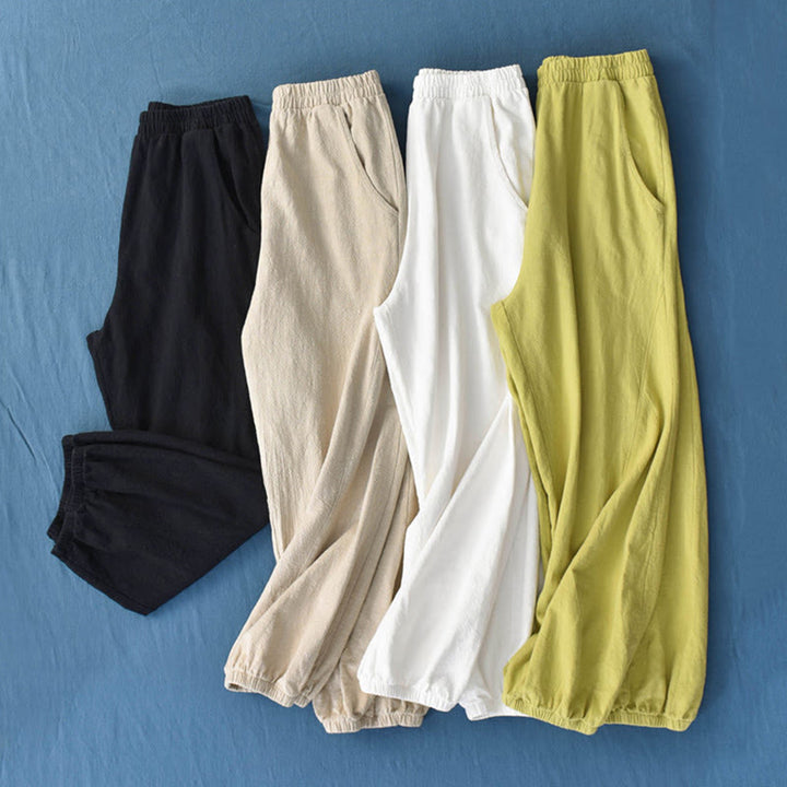 Buddha Stones無地ラミーリネンコットンパンツ ポケット付き - image 1