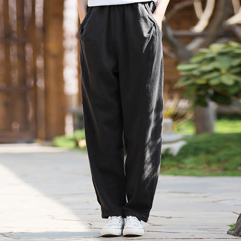 Buddha Stonesカジュアル ラミー リネン コットン ヨガパンツ ポケット付き - 黒 - US4、 UK/AU8、 EU36 (L) - image 32