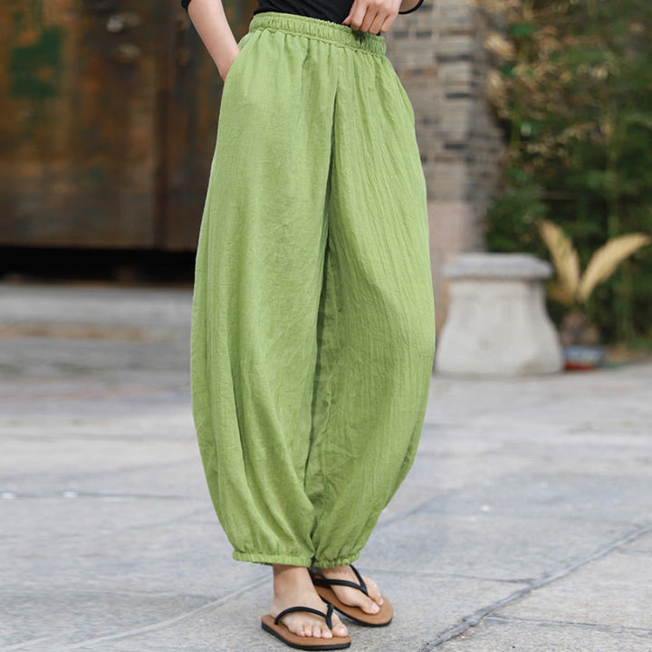 Buddha Stonesカジュアル サマー レディース コットンパンツ ポケット付き - ペールグリーン - US4-6、 UK/AU8-10、 EU36-38 (F) - image 0