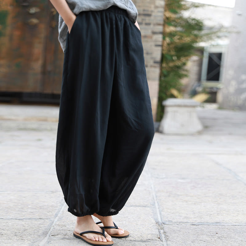 Buddha Stonesカジュアル サマー レディース コットンパンツ ポケット付き - 黒 - US4-6、 UK/AU8-10、 EU36-38 (F) - image 14