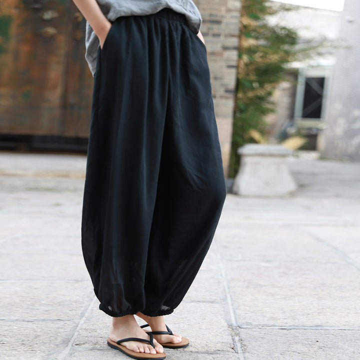 Buddha Stonesカジュアル サマー レディース コットンパンツ ポケット付き - 黒 - US4-6、 UK/AU8-10、 EU36-38 (F) - image 14