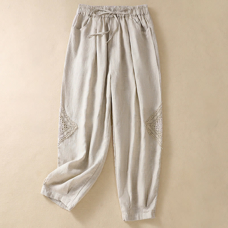 Buddha Stones夏用 レディース ドローストリング ハーレムパンツ ポケット付き - リネン - US8-10，UK/AU12-14，EU40-42 (2XL) - image 15