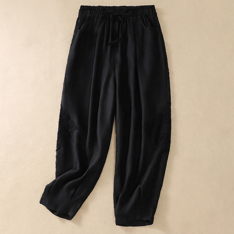 Buddha Stones レディース 夏用 コットン ハーレムパンツ ウエスト紐付き ポケットあり - 黒 - US8-10，UK/AU12-14，EU40-42 (2XL) - image 8