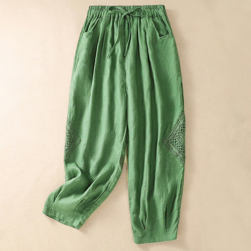 Buddha Stones夏用 レディース ドローストリング ハーレムパンツ ポケット付き - 淡い緑色 - US8-10，UK/AU12-14，EU40-42 (2XL) - image 8
