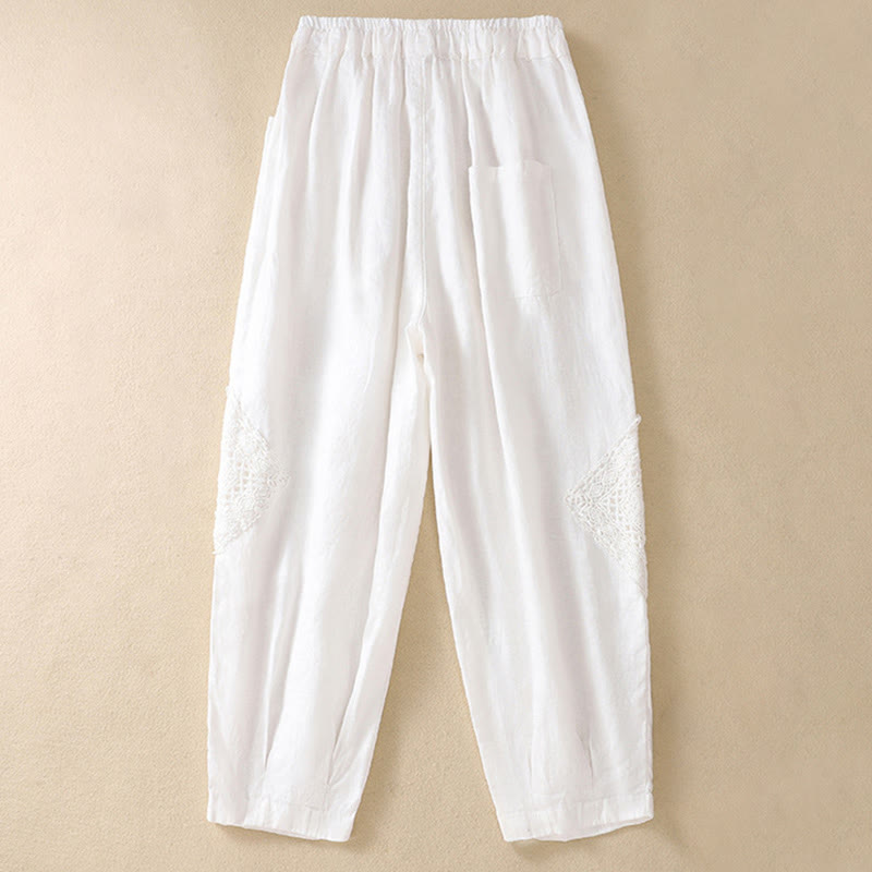 Buddha Stones レディース 夏用 コットン ハーレムパンツ ウエスト紐付き ポケットあり - image 7