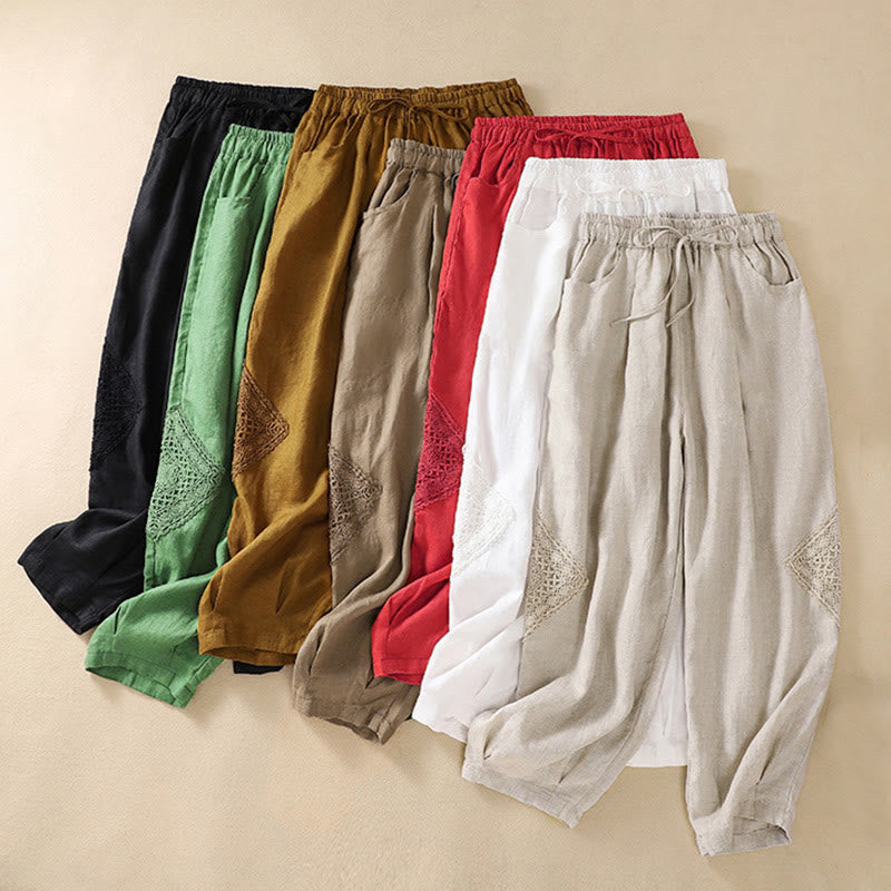 Buddha Stones レディース 夏用 コットン ハーレムパンツ ウエスト紐付き ポケットあり - image 2
