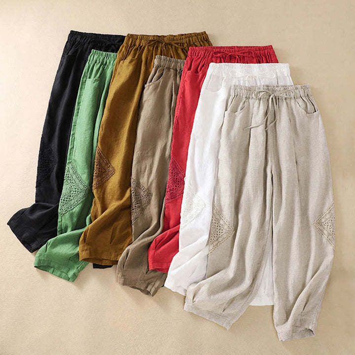 Buddha Stones レディース 夏用 コットン ハーレムパンツ ウエスト紐付き ポケットあり - image 2