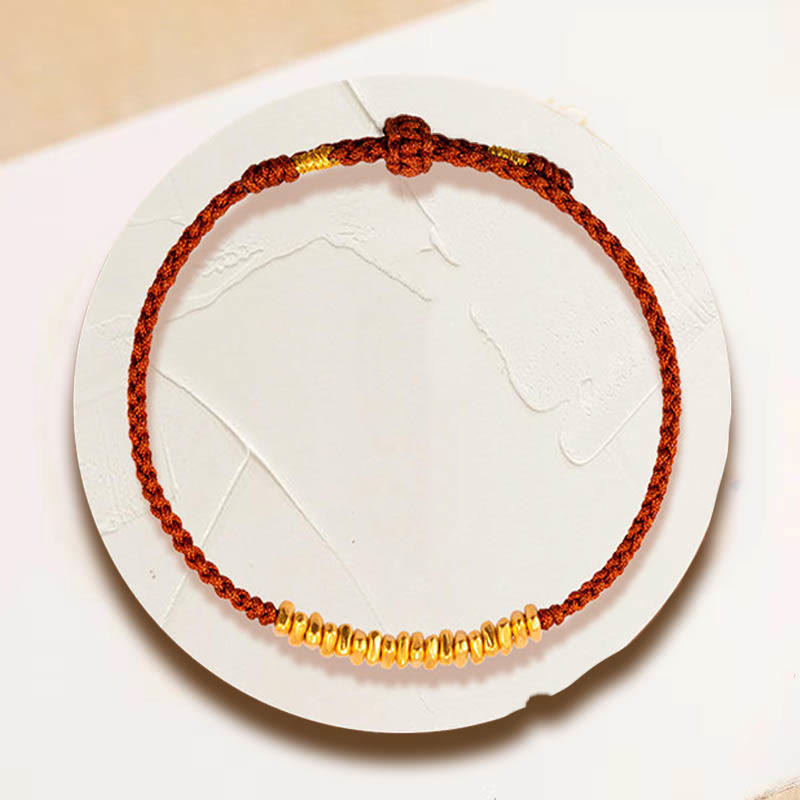 Buddha Stones999ゴールド 小さな金貨デザイン 手作り保護編みロープブレスレット - image 2