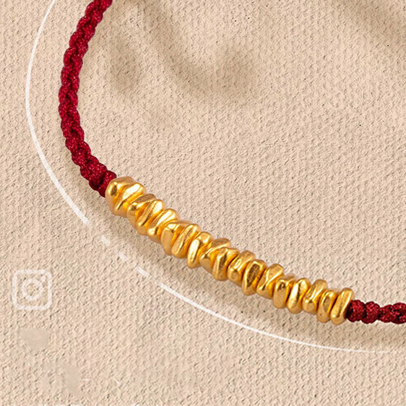 Buddha Stones999ゴールド 小さな金貨デザイン 手作り保護編みロープブレスレット
