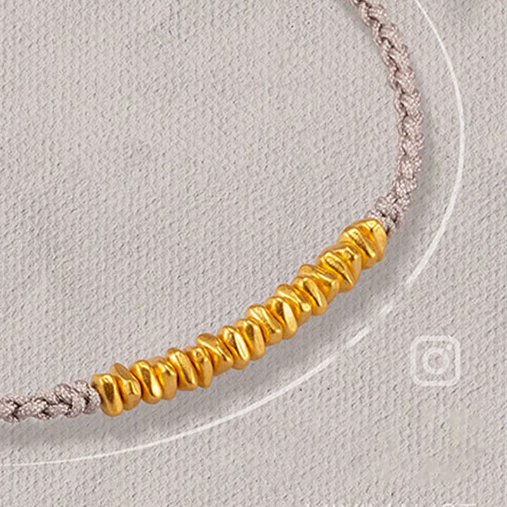 Buddha Stones999ゴールド 小さな金貨デザイン 手作り保護編みロープブレスレット - グレー（ゴールド 約0.75g） - 21cm - image 13