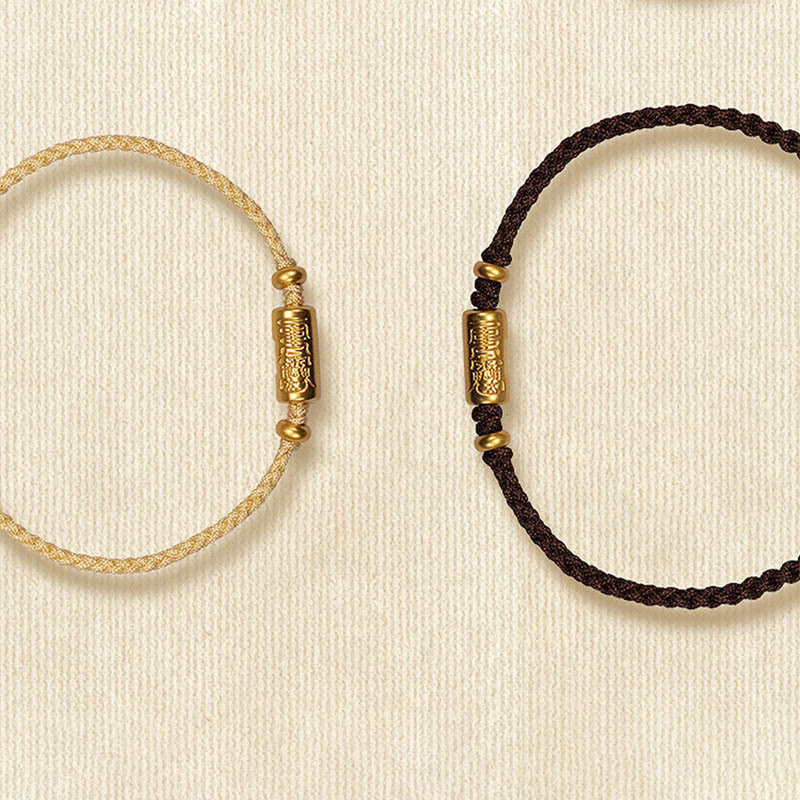 Buddha Stones999ゴールド 幸運のお守り 彫刻デザイン ハンドメイド 強度 編みロープブレスレット - image 18