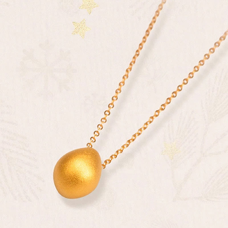 Buddha Stones999ゴールドエッグウォータードロップパターン祝福ネックレスペンダント