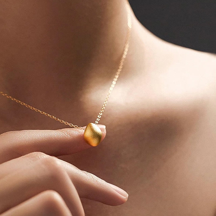 Buddha Stones999ゴールドエッグウォータードロップパターン祝福ネックレスペンダント
