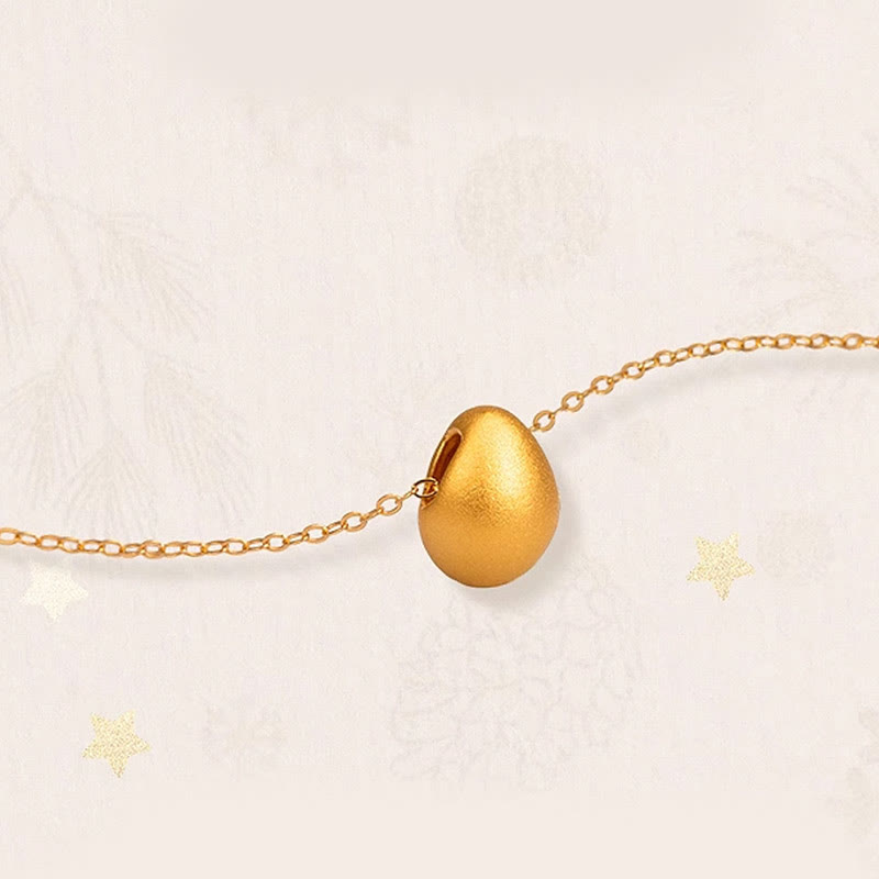Buddha Stones999ゴールドエッグウォータードロップパターン祝福ネックレスペンダント