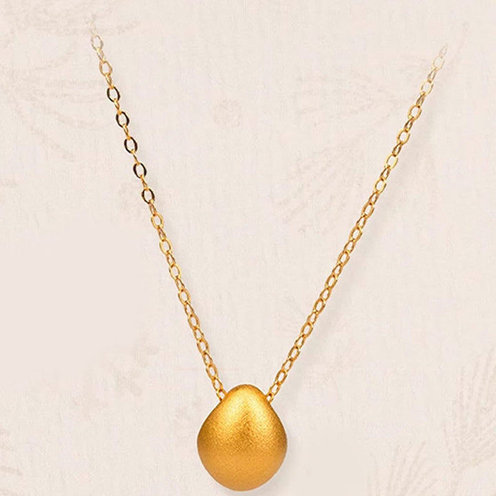 Buddha Stones999ゴールドエッグウォータードロップパターン祝福ネックレスペンダント