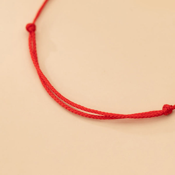 Buddha Stonesハンドメイド 925 スターリングシルバー 小片 保護編み 極薄ロープブレスレット