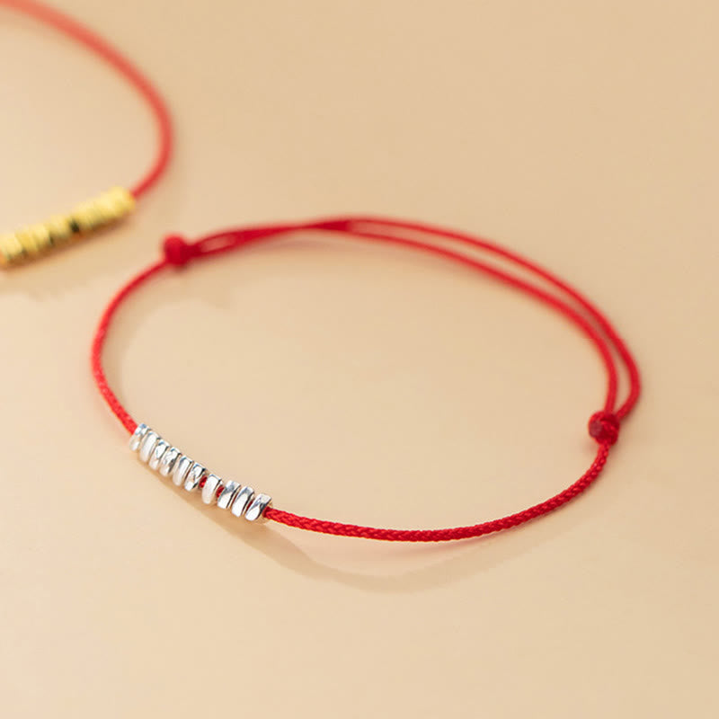 Buddha Stonesハンドメイド 925 スターリングシルバー 小片 保護編み 極薄ロープブレスレット