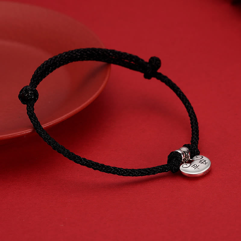 Buddha Stonesハンドメイド925スターリングシルバー平和と喜び安全幸運の願いロック強度編みロープブレスレット - image 7