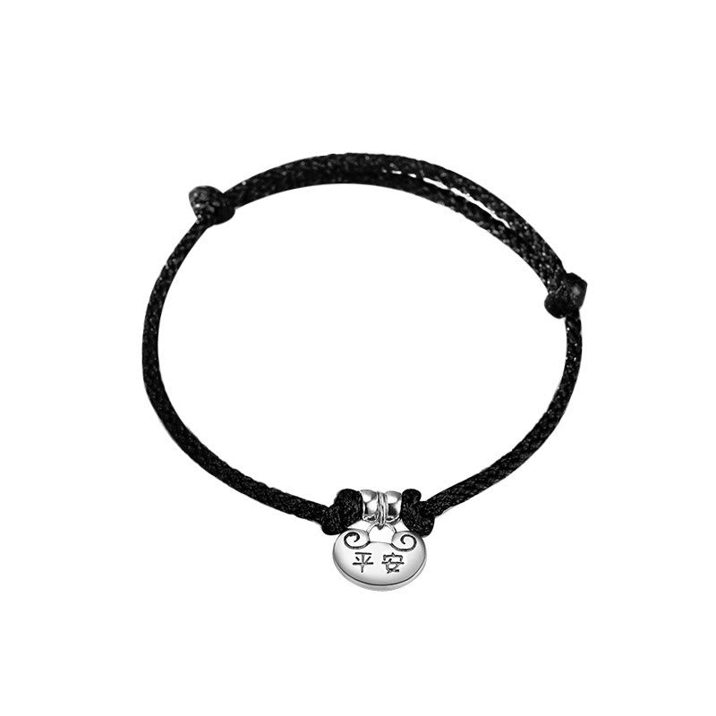 Buddha Stonesハンドメイド925スターリングシルバー平和と喜び安全幸運の願いロック強度編みロープブレスレット