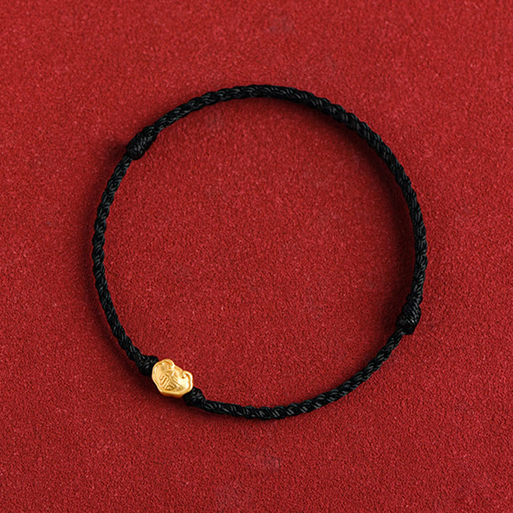 Buddha Stones999ゴールド中国ロックチャームフーキャラクター保護ハンドメイドロープブレスレット - image 18