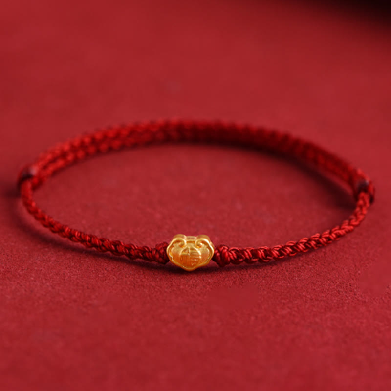 Buddha Stones999ゴールド中国ロックチャームフーキャラクター保護ハンドメイドロープブレスレット - image 14