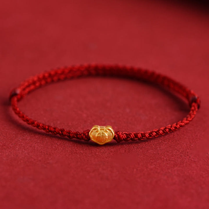 Buddha Stones999ゴールド中国ロックチャームフーキャラクター保護ハンドメイドロープブレスレット - image 14