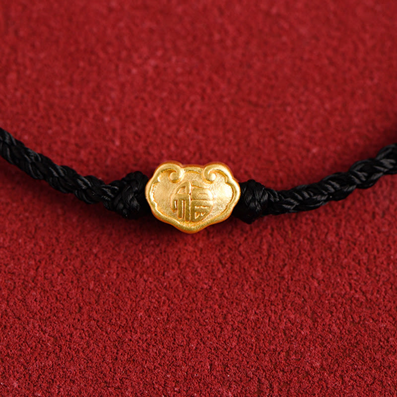 Buddha Stones999ゴールド中国ロックチャームフーキャラクター保護ハンドメイドロープブレスレット - image 20