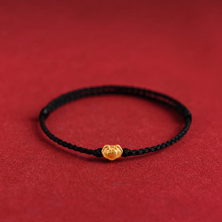 Buddha Stones999ゴールド中国ロックチャームフーキャラクター保護ハンドメイドロープブレスレット - image 19