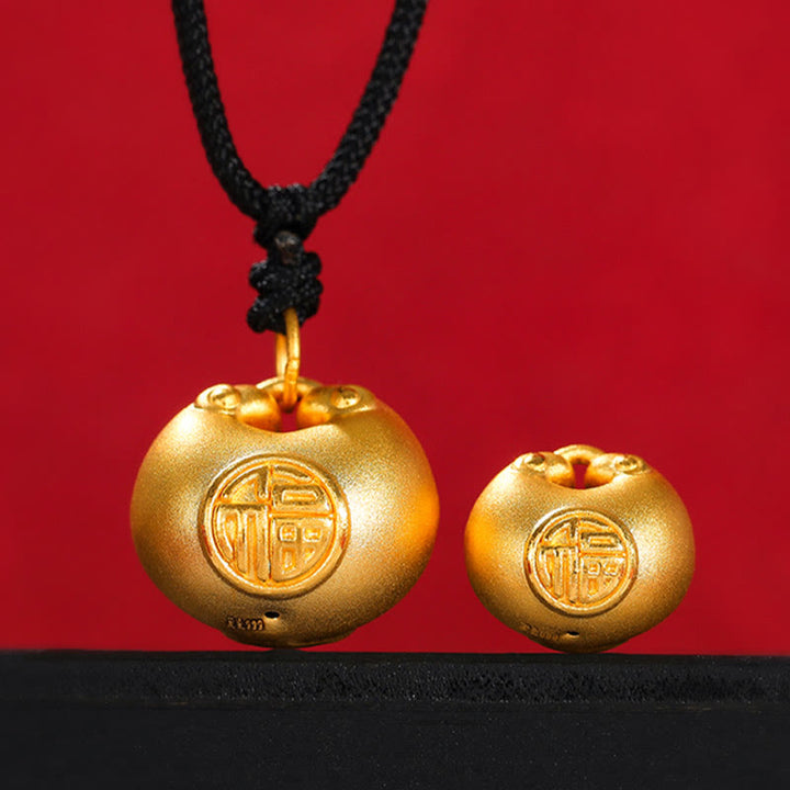 Buddha Stones999ゴールドフーキャラクターウィッシュロックパターン幸運ロープネックレスペンダント