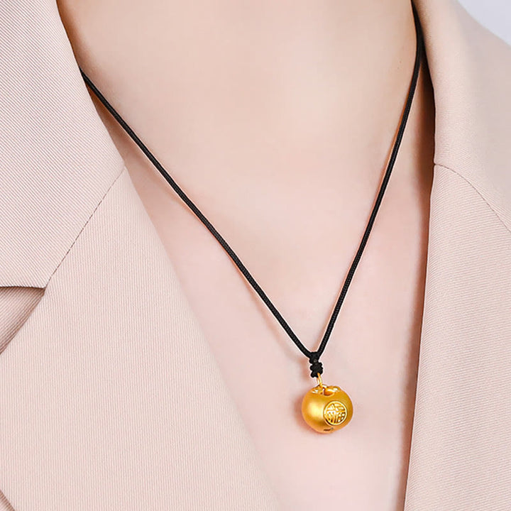 Buddha Stones999ゴールドフーキャラクターウィッシュロックパターン幸運ロープネックレスペンダント