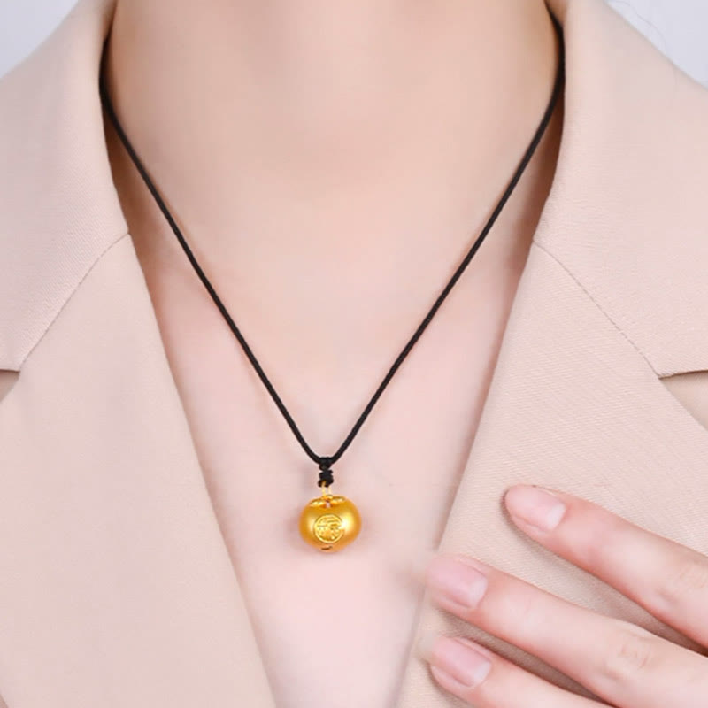 Buddha Stones999ゴールドフーキャラクターウィッシュロックパターン幸運ロープネックレスペンダント