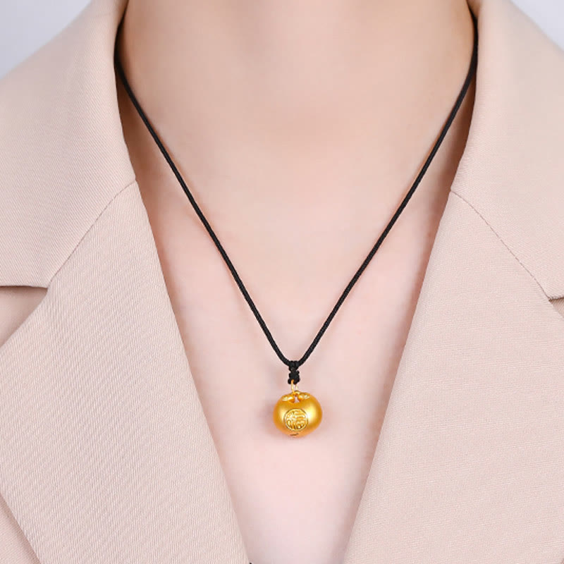 Buddha Stones999ゴールドフーキャラクターウィッシュロックパターン幸運ロープネックレスペンダント