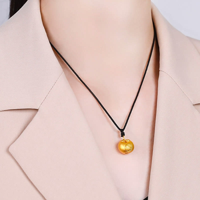 Buddha Stones999ゴールドフーキャラクターウィッシュロックパターン幸運ロープネックレスペンダント
