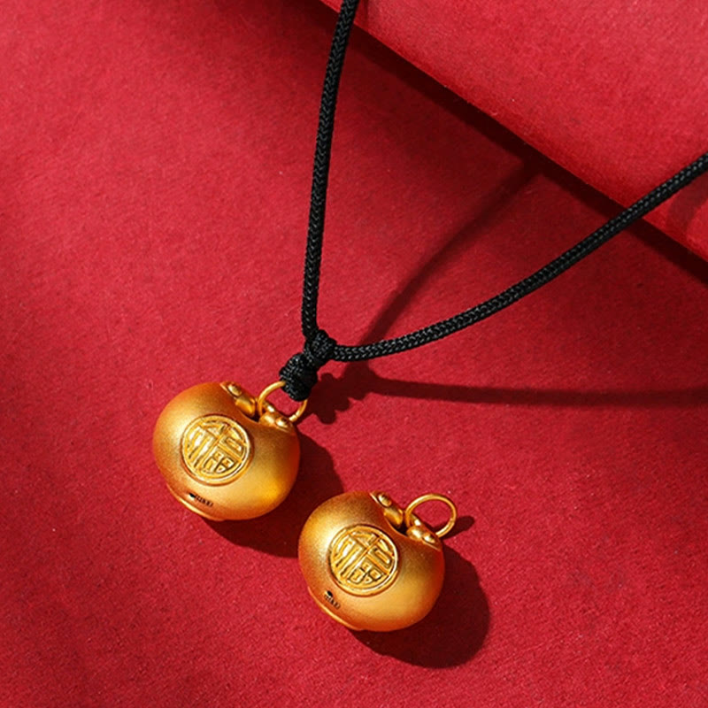 Buddha Stones999ゴールドフーキャラクターウィッシュロックパターン幸運ロープネックレスペンダント - image 1