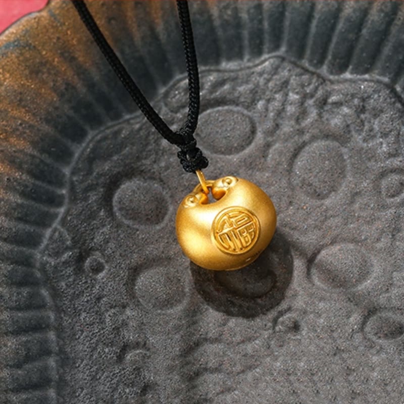 Buddha Stones999ゴールドフーキャラクターウィッシュロックパターン幸運ロープネックレスペンダント