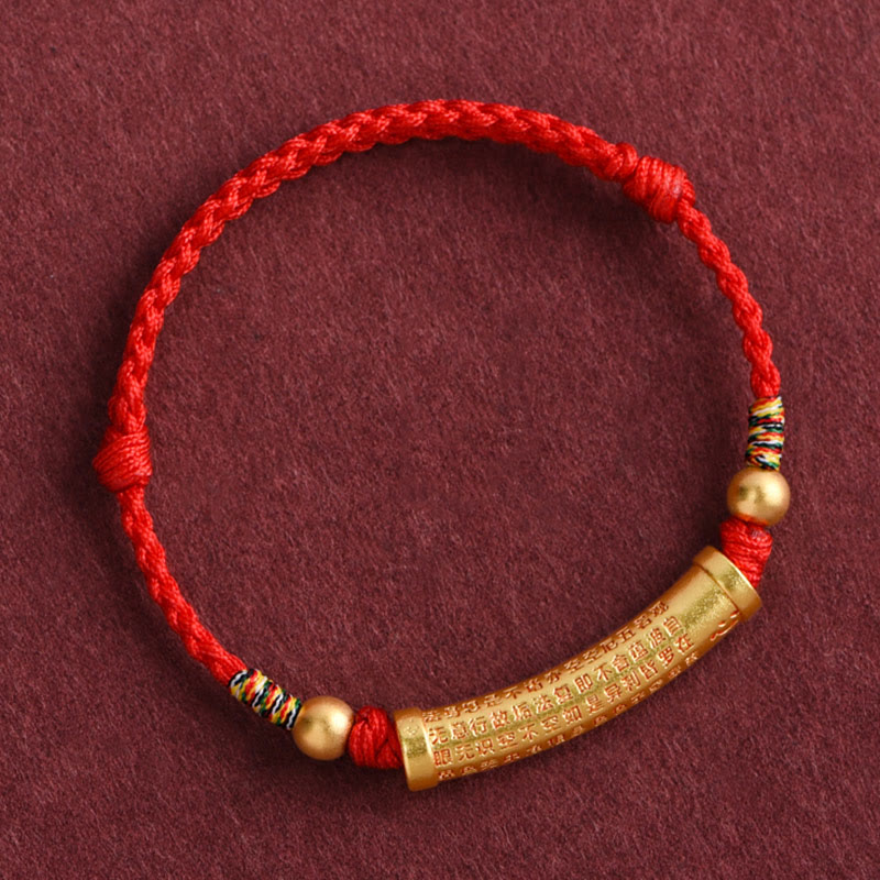 Buddha Stones手作り合金 般若心経 保護力 ロープ ブレスレット アンクレット