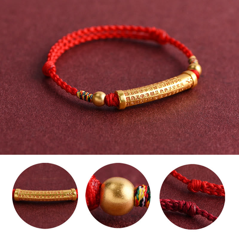 Buddha Stones手作り合金 般若心経 保護力 ロープ ブレスレット アンクレット