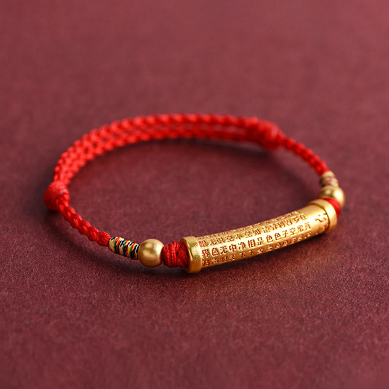 Buddha Stones手作り合金 般若心経 保護力 ロープ ブレスレット アンクレット