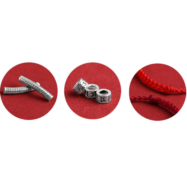 Buddha Stonesハンドメイド 999 スターリングシルバーオーム・マニ・パドメ・フム般若心経 彫刻 幸運 ロープ ブレスレット アンクレット - image 14