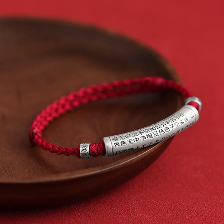 Buddha Stonesハンドメイド 999 スターリングシルバーオーム・マニ・パドメ・フム般若心経 彫刻 幸運 ロープ ブレスレット アンクレット - image 11