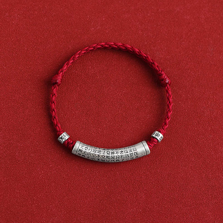 Buddha Stonesハンドメイド 999 スターリングシルバーOm Mani Padme Hum般若心経 彫刻 幸運 ロープ ブレスレット アンクレット