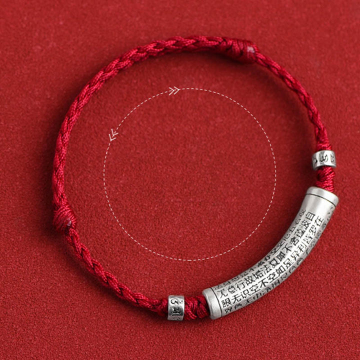 Buddha Stonesハンドメイド 999 スターリングシルバーOm Mani Padme Hum般若心経 彫刻 幸運 ロープ ブレスレット アンクレット