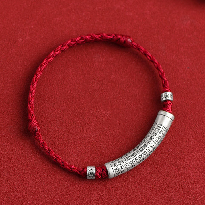 Buddha Stonesハンドメイド 999 スターリングシルバーOm Mani Padme Hum般若心経 彫刻 幸運 ロープ ブレスレット アンクレット
